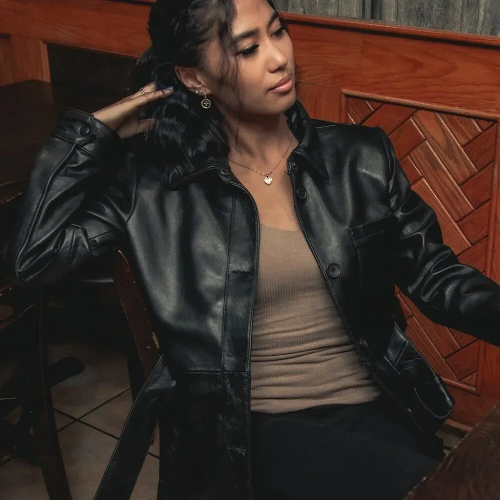 Janely Womens Fashion Leather Jacket